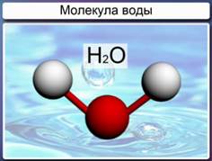 Мо­ле­ку­ла воды по­лу­ча­ет­ся при со­еди­не­нии двух ато­мов во­до­ро­да и од­но­го атома кис­ло­ро­да