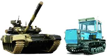 Для умень­ше­ния дав­ле­ния на грунт на тя­же­лые танки и трак­то­ра уста­нав­ли­ва­ют не ко­ле­са, а гу­се­ни­цы