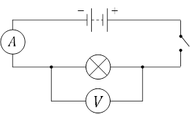 элек­три­че­ская схема, в ко­то­рую под­клю­чен вольт­метр.