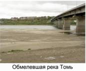 Обмелевшая река Томь