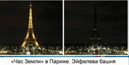 "Час Земли" в Париже. Эйфелева башня.