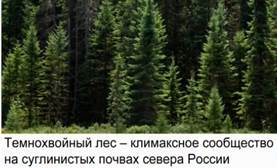 Кли­макс­ные со­об­ще­ства, ха­рак­тер­ные для раз­ных ре­ги­о­нов Рос­сии