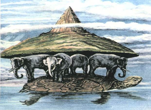 Изоб­ра­же­ние Земли на сло­нах и че­ре­па­хе