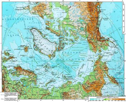 Фи­зи­че­ская карта Се­вер­но­го Ле­до­ви­то­го оке­а­на