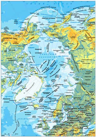 Карта бе­ре­го­вой линии Се­вер­но­го Ле­до­ви­то­го оке­а­на