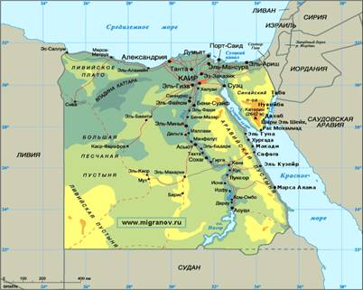 Гео­гра­фи­че­ское по­ло­же­ние Егип­та