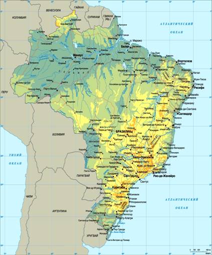Фи­зи­че­ская карта Бра­зи­лии