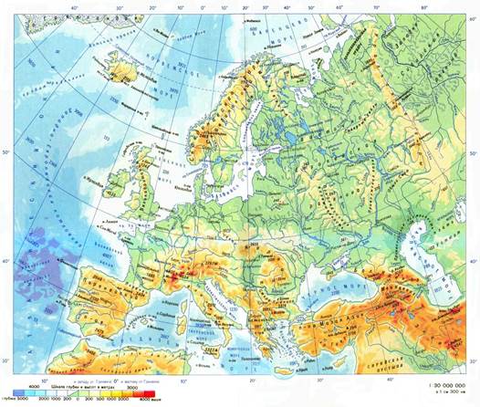 Фи­зи­че­ская карта Ев­ро­пы