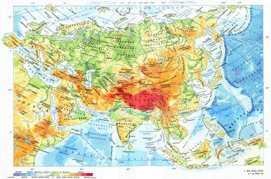 Фи­зи­че­ская карта Азии