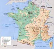 Фи­зи­че­ская карта Фран­ции