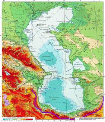 Кас­пий­ское море на карте