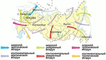 Об­ра­зо­ва­ние ат­мо­сфер­ных фрон­тов на тер­ри­то­рии Рос­сии