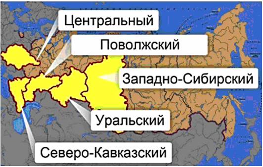 Ос­нов­ные рай­о­ны вы­ра­щи­ва­ния круп­но­го ро­га­то­го скота в Рос­сии