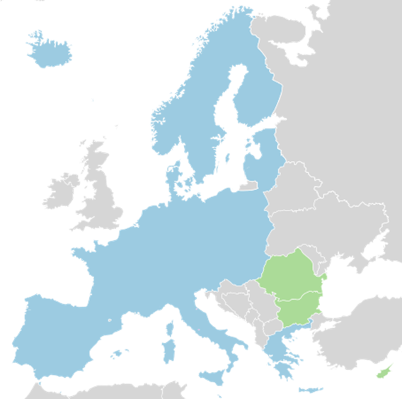 Карта Шен­ген­ской зоны
