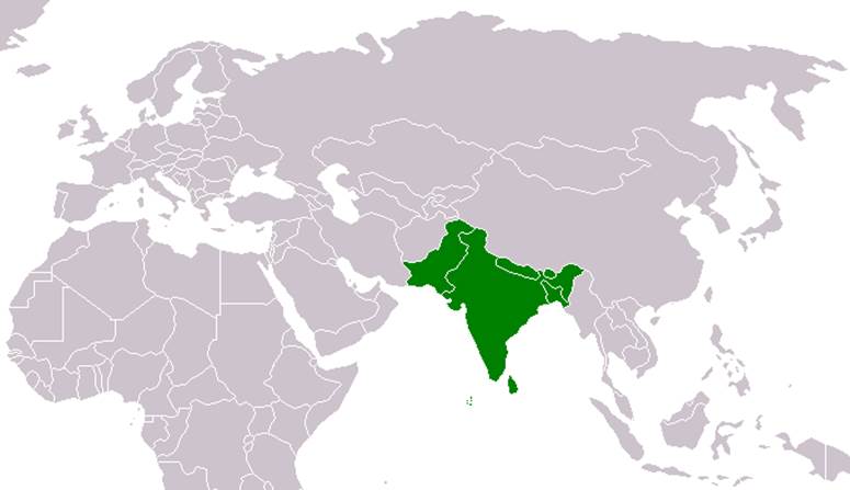 Южная Азия на карте