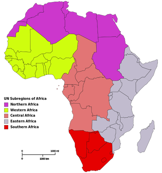 Карта ре­ги­о­нов Аф­ри­ки