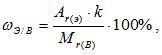 Формула расчета мас­со­вой доли эле­мен­та в ве­ще­стве и обознача­ет­ся греч. бук­вой «омега» - ωЭ/В