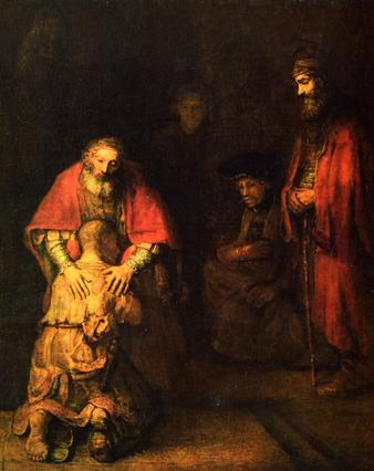 Ре­про­дук­ция  кар­ти­ны Рем­бранд­та «Воз­вра­ще­ние блуд­но­го сына»