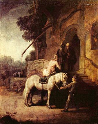 Ре­про­дук­ция  кар­ти­ны Рем­бранд­та «Доб­рый са­ма­ря­нин»