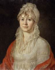 Ели­за­ве­та Алек­се­ев­на Ар­се­нье­ва (1773–1845), ба­буш­ка Лер­мон­то­ва по ма­те­ри. Порт­рет неиз­вест­но­го кре­пост­но­го ху­дож­ни­ка