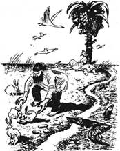 Ге­не­ра­лы пы­та­ют­ся до­быть еду. Ил­лю­стра­ция к сказ­ке М.Е. Сал­ты­ко­ва-Щед­ри­на. «По­весть о том, как один мужик двух ге­не­ра­лов про­кор­мил»