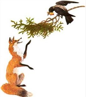 Ил­лю­стра­ция к басне «Во­ро­на и ли­си­ца»