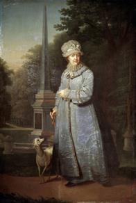 В. Л. Бо­ро­ви­ков­ский. «Ека­те­ри­на II на про­гул­ке на фоне Ка­гуль­ско­го обе­лис­ка»