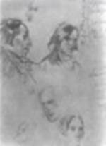 На­брос­ки порт­ре­тов Пан­да­лев­ско­го и Ба­си­сто­ва с вы­пис­ка­ми их ха­рак­те­ри­сти­ки из ро­ма­на «Рудин»
